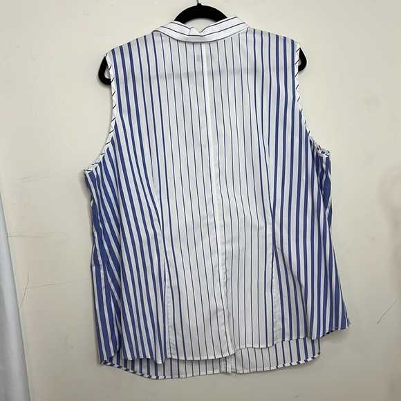 Talbots Woman Striped White & Blue Top Size 20w - Picture 6 of 6